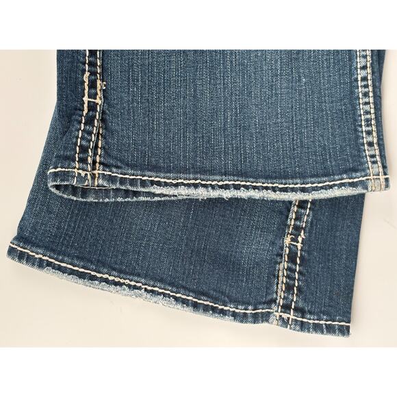 Silver Twisted Bootcut Jeans Womens 31x33 Low Rise Distressed Denim Flare Pants - Picture 9 of 12